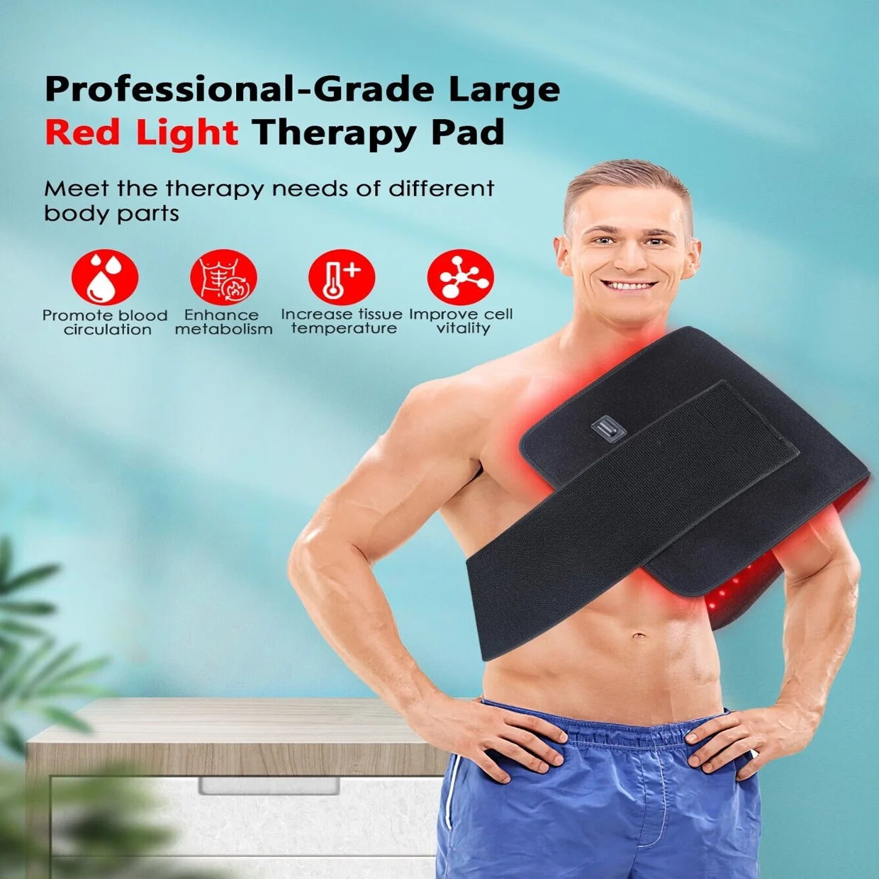 Red Light Therapy Pad Infrared LED Full Body Mat – Full-Body Wellness Pad for Home, Spa & Yoga, Photon Light Therapy Mat（U.S. Standard Plug）