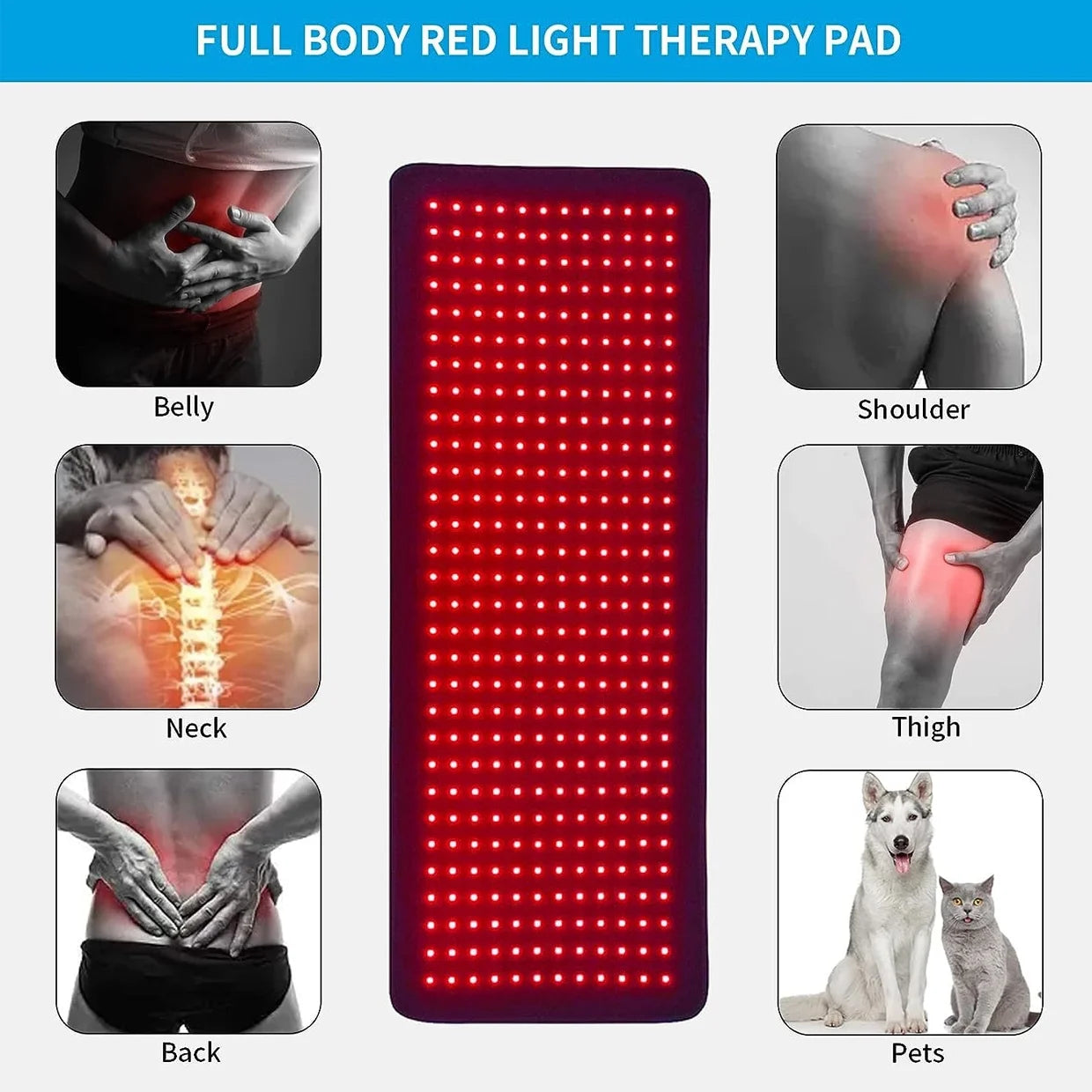Red Light Therapy Pad Infrared LED Full Body Mat – Full-Body Wellness Pad for Home, Spa & Yoga, Photon Light Therapy Mat（U.S. Standard Plug）