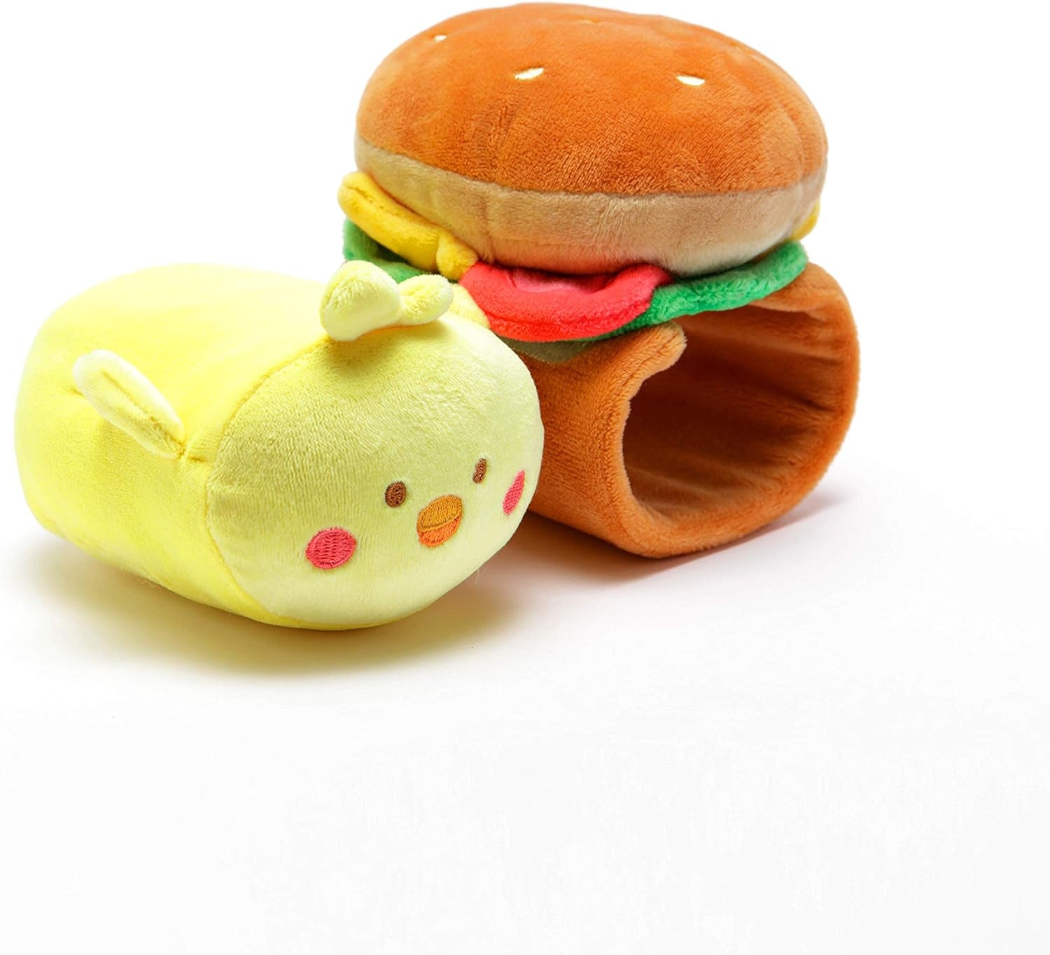 Chickiroll Plush in Burger Outfitz – Kawaii Stuffed Animal with Removable Costume – Cute Squishy Plush Toy Gift for Girls & Kids