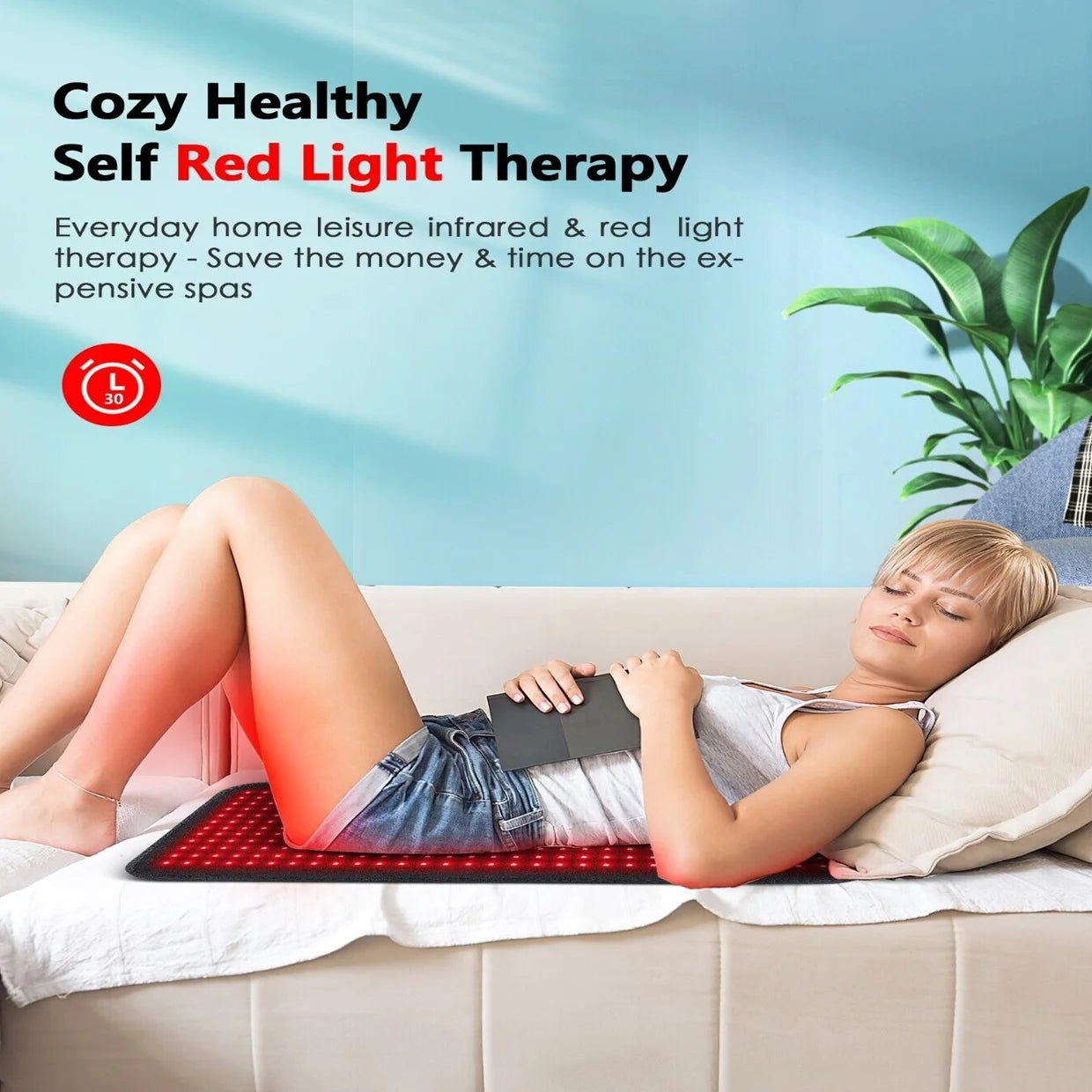 Red Light Therapy Pad Infrared LED Full Body Mat – Full-Body Wellness Pad for Home, Spa & Yoga, Photon Light Therapy Mat（U.S. Standard Plug）