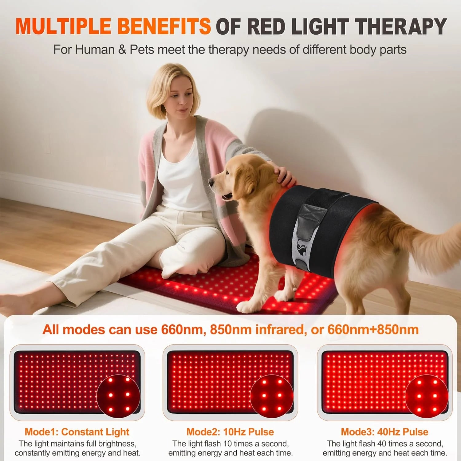 Red Light Therapy Pad Infrared LED Full Body Mat – Full-Body Wellness Pad for Home, Spa & Yoga, Photon Light Therapy Mat（U.S. Standard Plug）